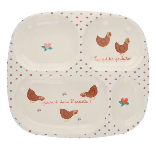 Les Petits Marmots | Assiette à compartiments - La petite poule rousse