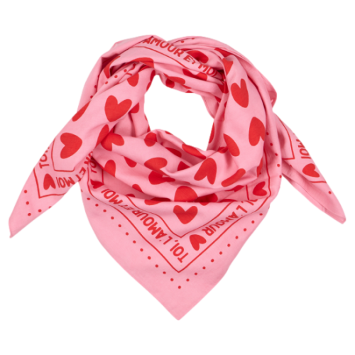 Les Petits Marmots | Foulard Toi, l'amour et moi - Rose coeur rouge