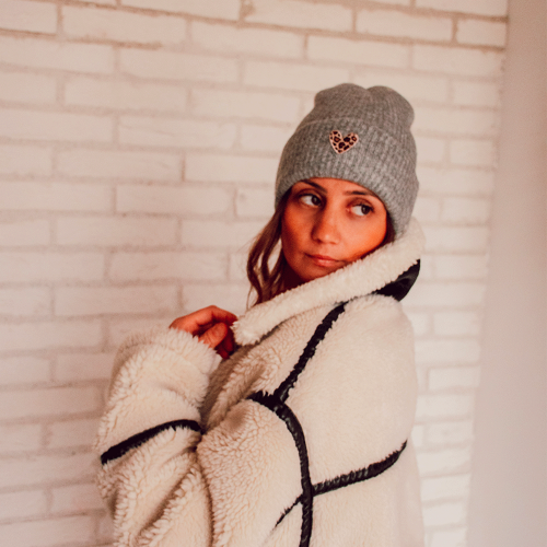 Les Petits Marmots | Bonnet cœur adulte - Gris