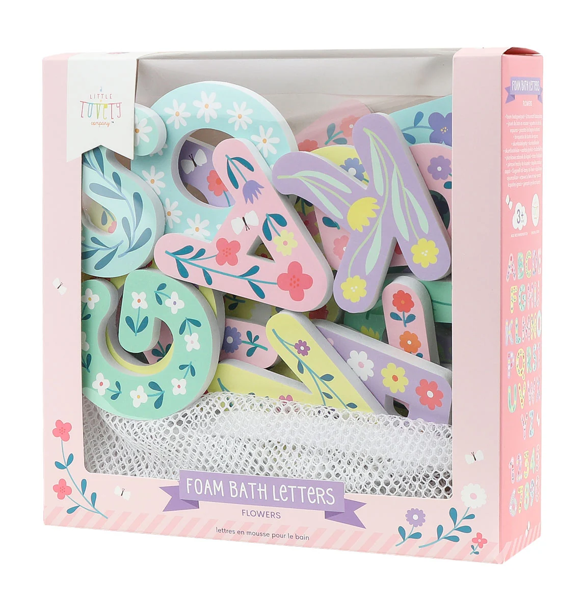 Les Petits Marmots | Jouets de bain en mousse - Lettres et chiffres (fleurs)