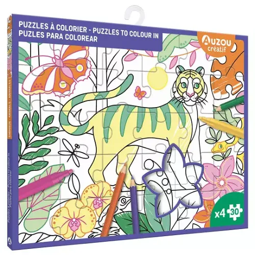 Les Petits Marmots | 4 puzzles de 30 pièces à colorier - Animaux