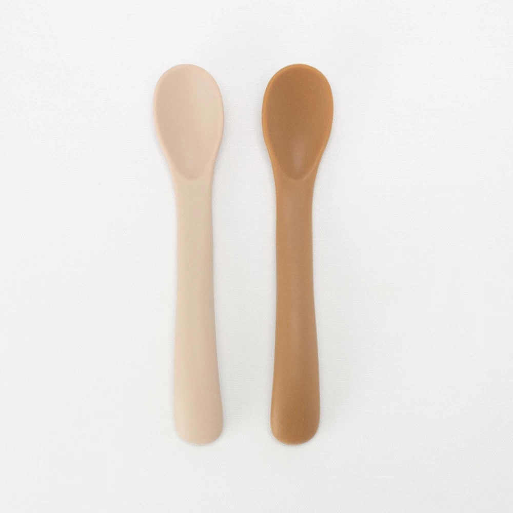Les Petits Marmots | Set de 2 cuillères en silicone - Sable & camel