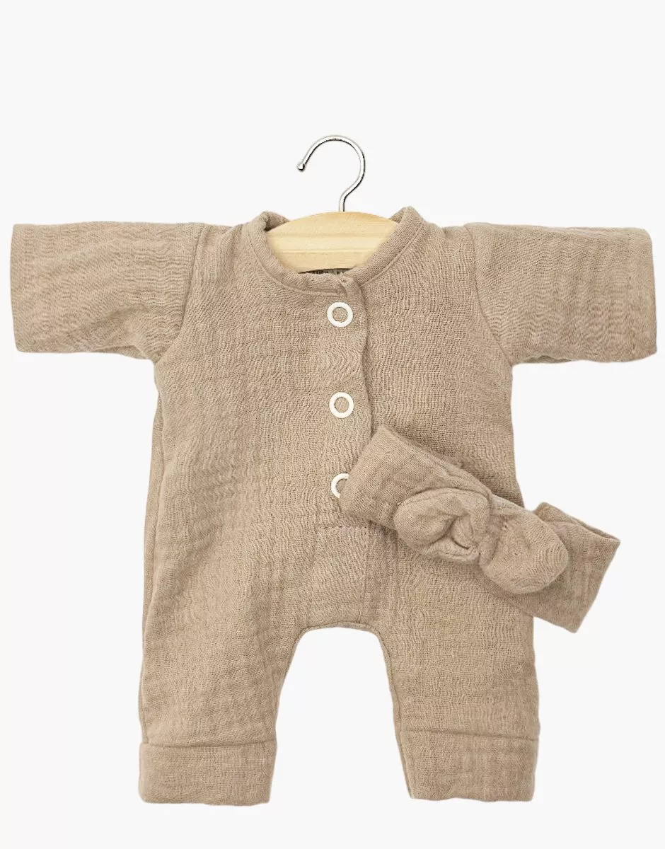 Les Petits Marmots | Babies - Combinaison Lili et son headband en gaze de coton moka