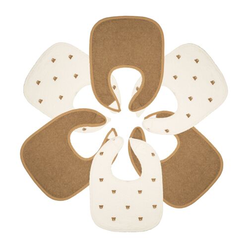 Les Petits Marmots | Set de 6 bavoirs - Ours moka