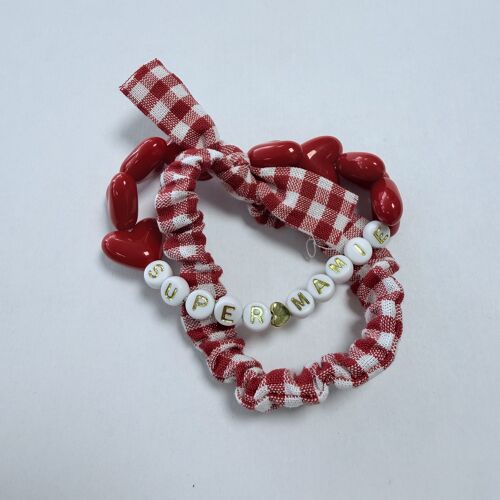 Les Petits Marmots | Bracelets Vichy et coeurs rouges - Super mamie