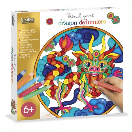 Les Petits Marmots | Vitrail géant - Dragon de lumières