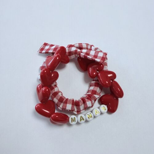 Les Petits Marmots | Bracelets Vichy et coeurs rouges - Maman