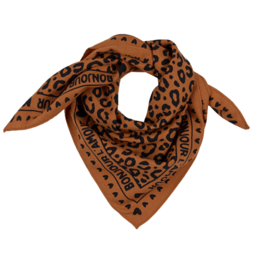 Les Petits Marmots | Foulard Bonjour l'amour - Marron léopard noir