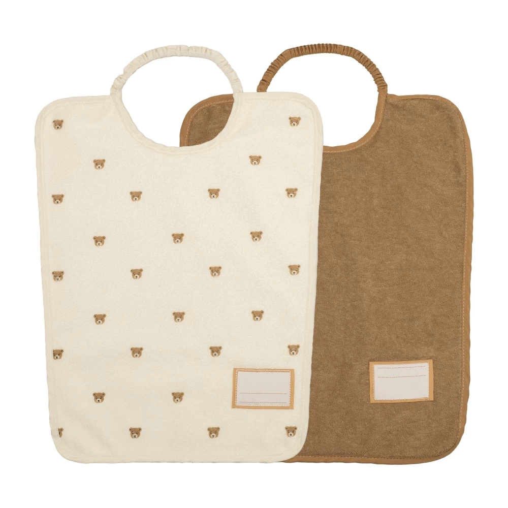Les Petits Marmots | Set de 2 bavoirs maternelles - Ours moka