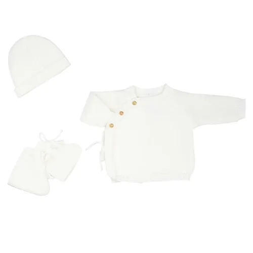 Les Petits Marmots | Ensemble de naissance en maille - Blanc
