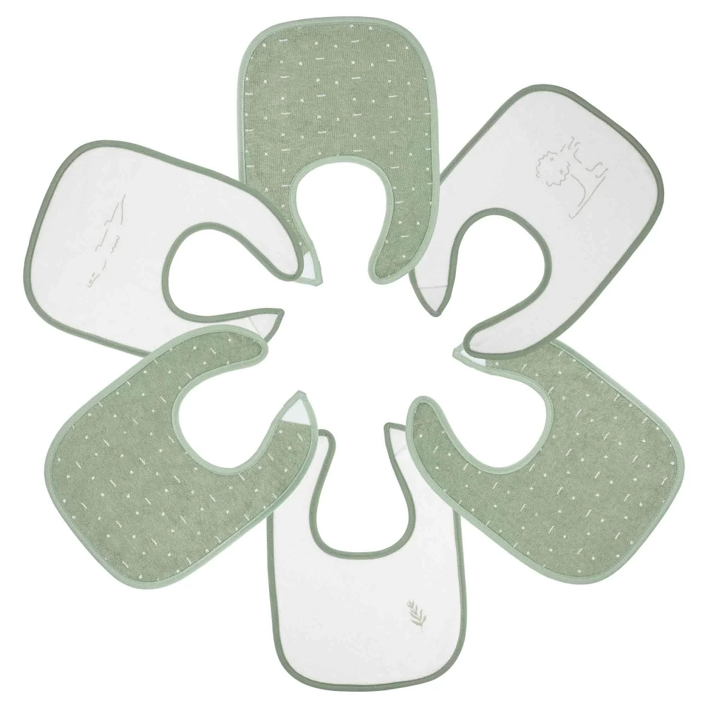 Les Petits Marmots | Set de 6 bavoirs 1er âge - Motif savane 