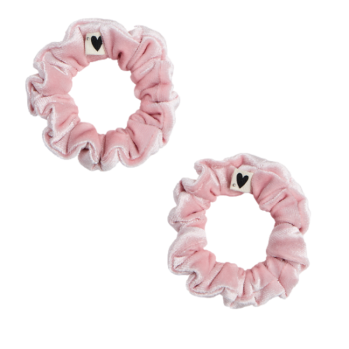Les Petits Marmots | Lot de 2 Mini chouchous - Velours rose 