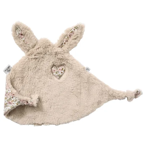 Les Petits Marmots | Doudou lapin petit coeur - Beige et liberty