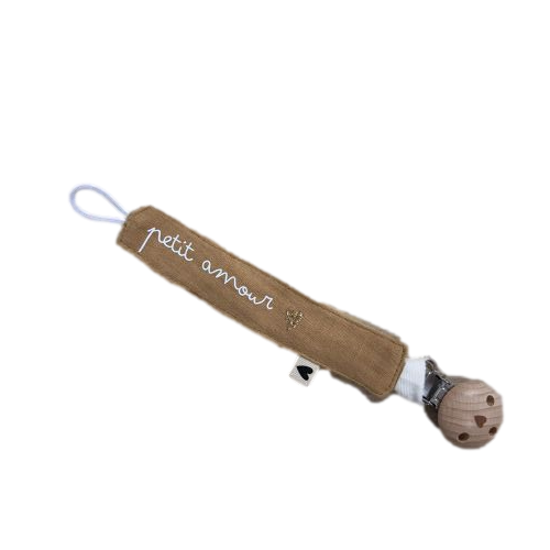 Les Petits Marmots | Attache tétine camel - Petit amour