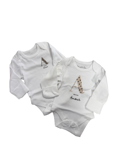 Les Petits Marmots | Set de 2 bodys manches longues A comme ... - 1 mois