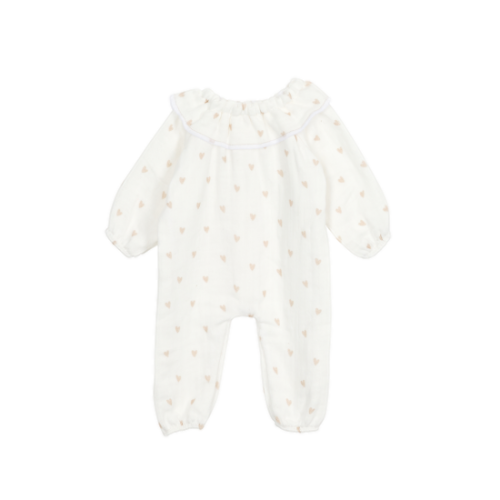 Les Petits Marmots | Tenue poupée 34cm - Combinaison avec col écru coeurs