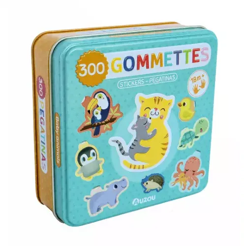 Les Petits Marmots | Boîte en métal de 300 gommettes - Les bébés animaux