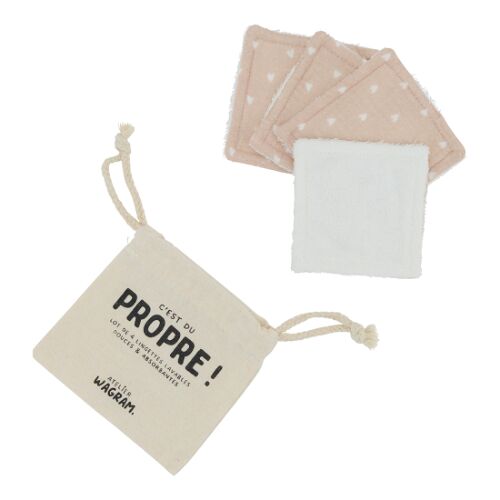 Les Petits Marmots | Lingettes lavables - Beige petits coeurs