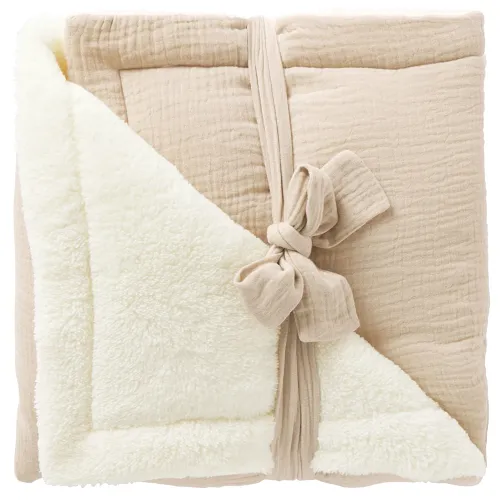 Les Petits Marmots | Couverture peluche double gaze avec personnalisation- Biscuit