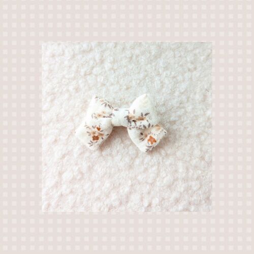Les Petits Marmots | Petit noeud - Blanc avec fleurs beige