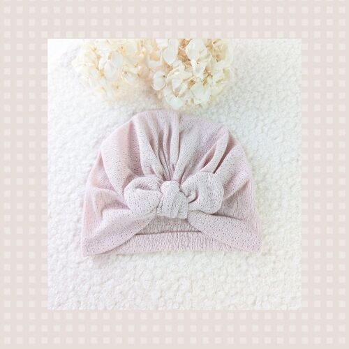 Les Petits Marmots | Turban jersey pointelle - Rose pâle