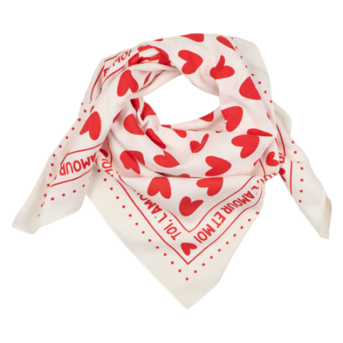 Les Petits Marmots | Foulard Toi, l'amour et moi - Blanc coeur rouge