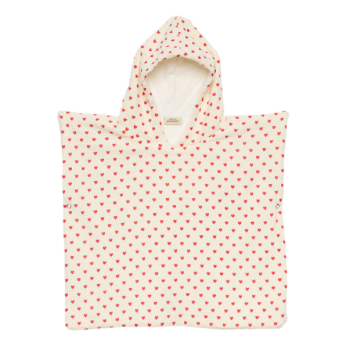 Les Petits Marmots | Poncho de bain 0-3ans - Coeurs rouges