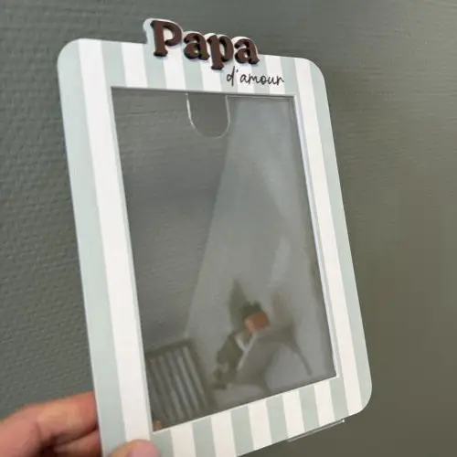 Les Petits Marmots | Cadre photo rayures sauge - Papa d'amour