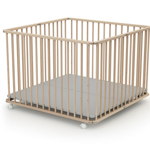 Les Petits Marmots | Parc pliant 100x100 - Hêtre brut 