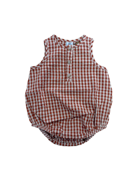 Les Petits Marmots | Barboteuse sans manches - Pêche/cognac