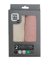 Les Petits Marmots | Set de 2 housses de matelas à langer en éponge - Sable & rose