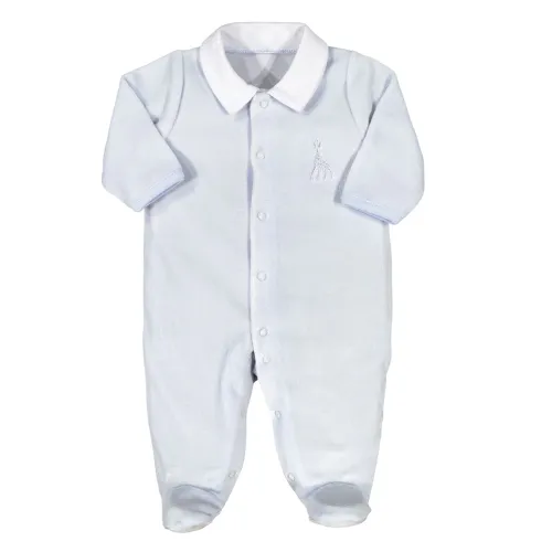Les Petits Marmots | Pyjama en velours 3 mois - Bleu