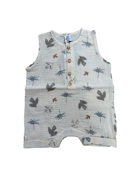 Les Petits Marmots | Combishort sans manches - Palmiers/oiseaux