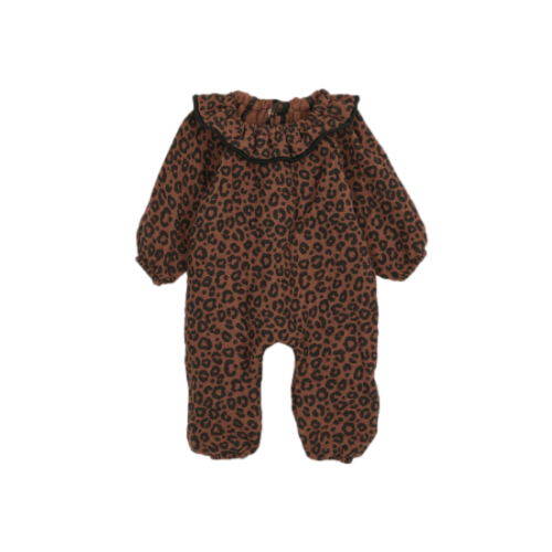 Les Petits Marmots | Tenue poupée 34cm - Combinaison avec col Léopard marron