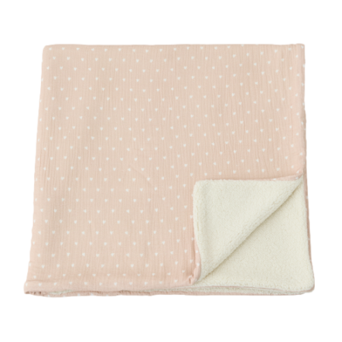 Les Petits Marmots | Couverture Pilou - Beige petits coeurs