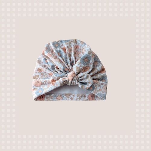 Les Petits Marmots | Turban (0-3mois/3-6mois) - Liberty fleurs bleues