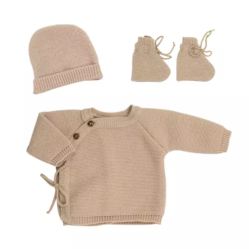 Les Petits Marmots | Ensemble de naissance en maille - Caramel