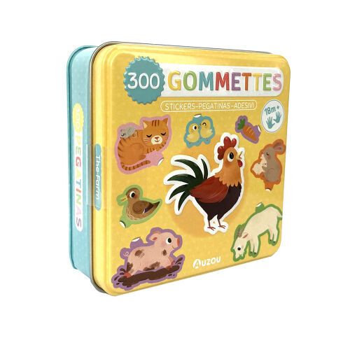 Les Petits Marmots | Boîte en métal de 300 gommettes - La ferme