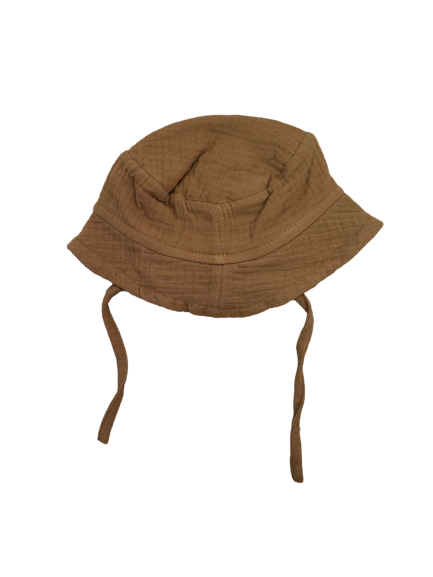 Les Petits Marmots | Bob doublé gaze de coton avec liens - Havane