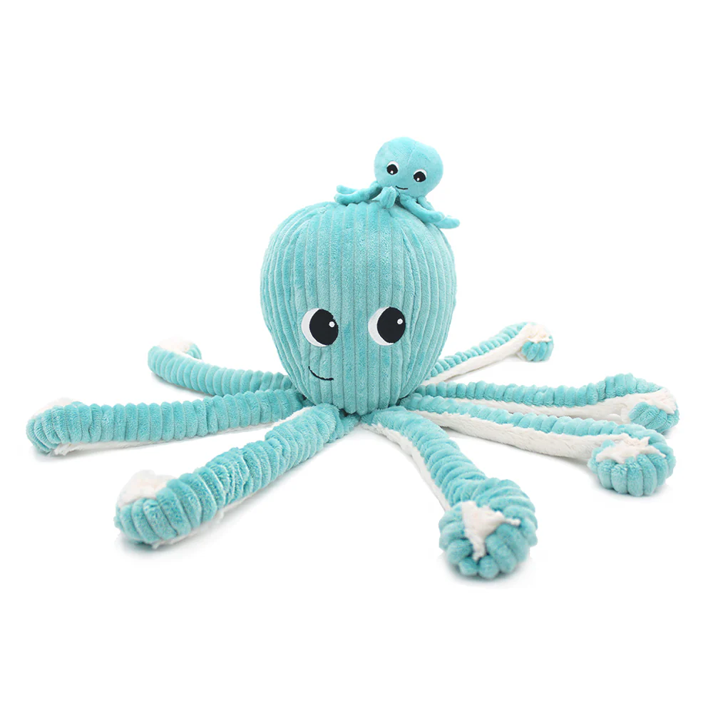 Les Petits Marmots | Peluche pieuvre Filou maman et son bébé - Bleu aqua