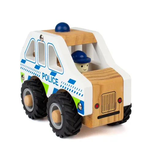 Les Petits Marmots | Voiture de police en bois avec roues en caoutchouc