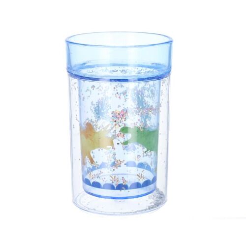 Les Petits Marmots | Verre à paillettes bleu - Dinosaures