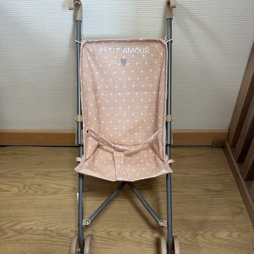 Les Petits Marmots | Poussette poupée gaze beige coeurs - Petit amour