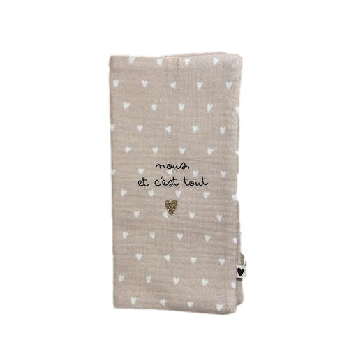 Les Petits Marmots | Protège livret de famille "Nous, et c'est tout" - Beige petits coeurs