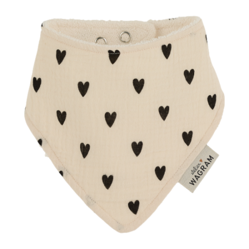 Les Petits Marmots | Bavoir bandana Atelier Wagram - Ecru à coeurs