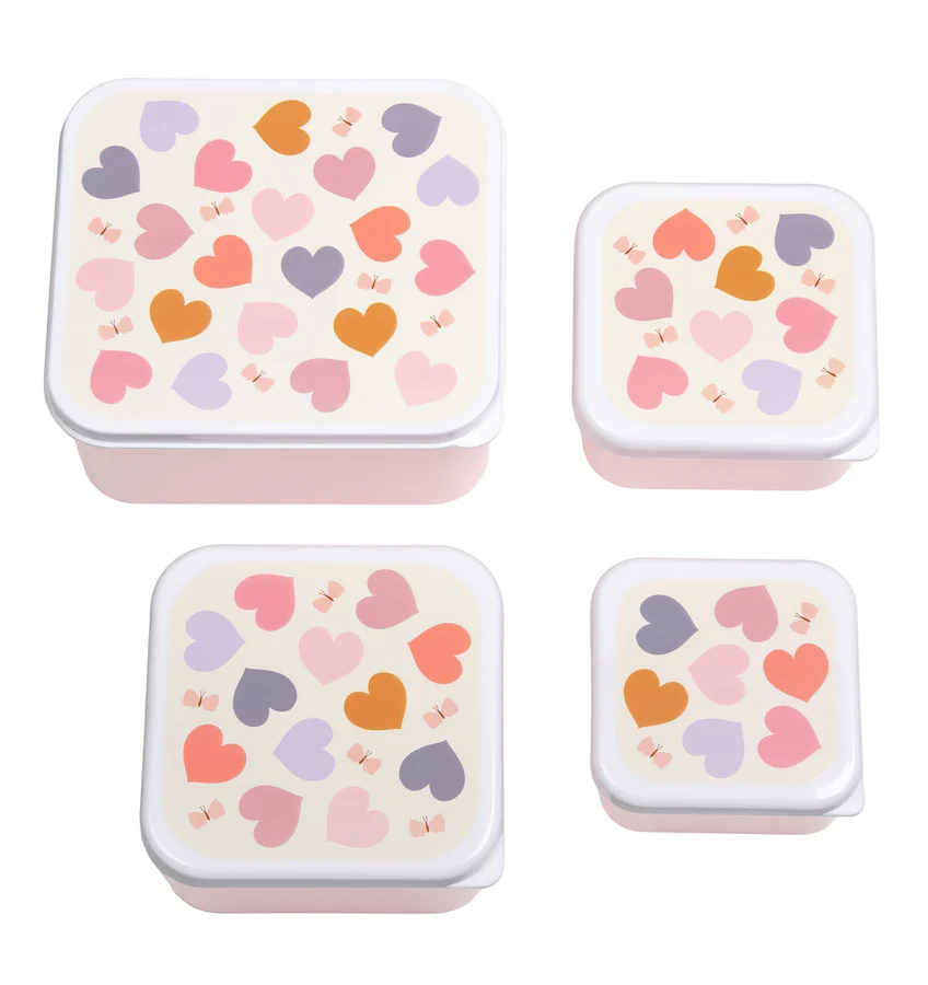 Les Petits Marmots | Set de 4 boîtes à goûter - Hearts