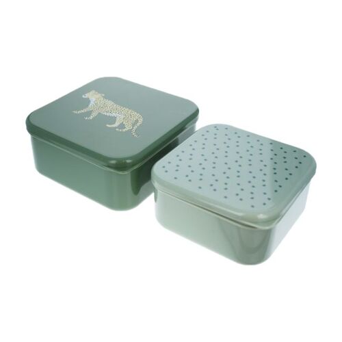 Les Petits Marmots | Set de 2 boîtes à goûter - Léopard kaki