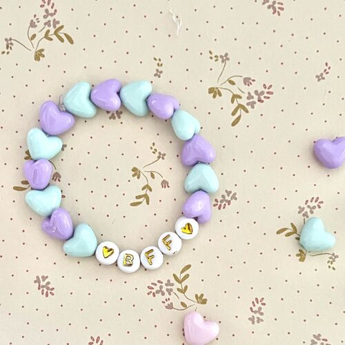 Les Petits Marmots | Bracelet enfant - Coeurs mauve et turquoise - BFF
