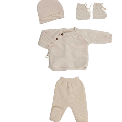 Les Petits Marmots | Ensemble en maille de naissance - Beige