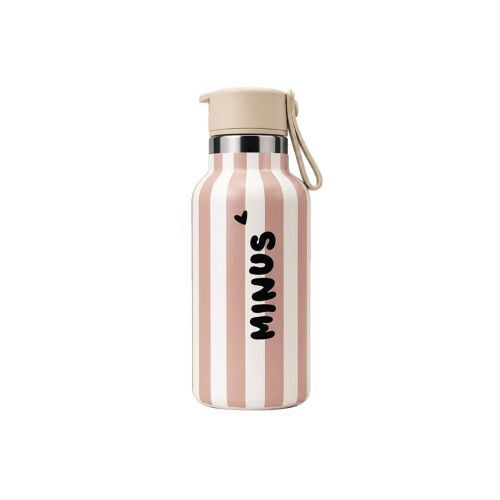 Les Petits Marmots | Gourde isotherme à paille 350ml - Stripe rose